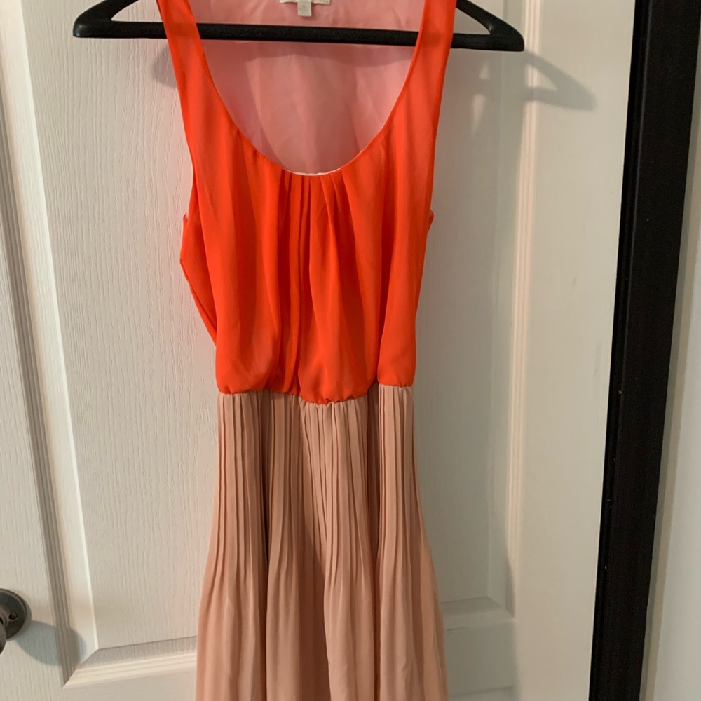 Peach and tan summer dress